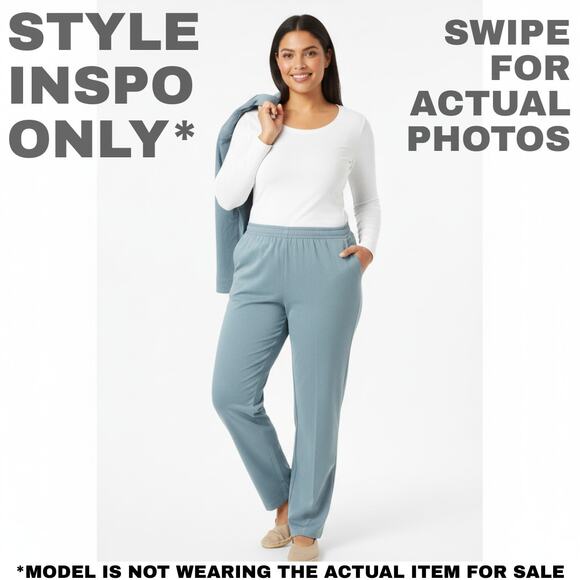 Alfred Dunner 18 Soft Blue-Gray Pants/Trousers [0411] - Picture 2 of 8